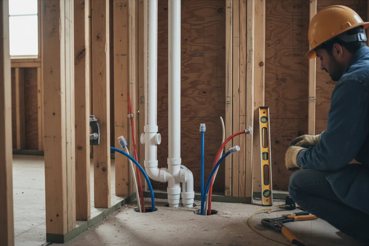 Drain and supply rough-in during Leak Detection in Southborough